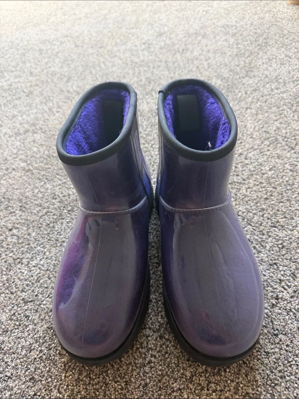 UGG Kids Glossy Purple Short Rain Boots